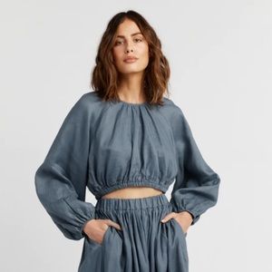 DISSH - amerie steel linen raglan top - Size US 4 (AU 8) - New with tags - Steel